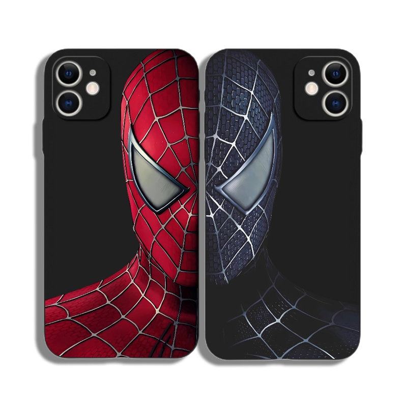 เคสโทรศัพท์มือถือ ซิลิโคน ลายสไปเดอร์แมน สีพื้น สําหรับ IPhone 6 6S 11 7 8 15 X XR XS Plus 12 13 14 PRO mini MAX