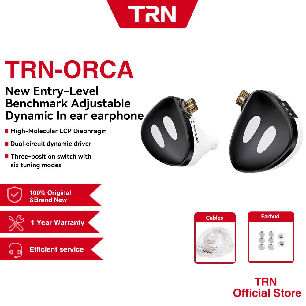 Trn ORCA ชุดหูฟังอินเอียร์ วงจรแม่เหล็กไดนามิก 10 มม. พร้อมไมโครโฟน