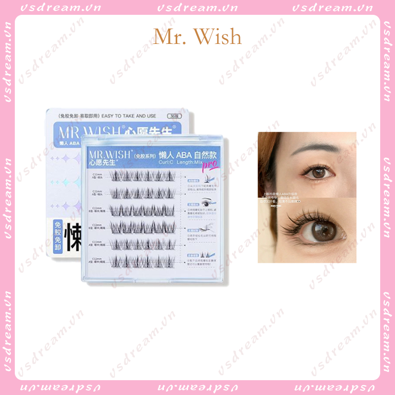 Mr. Wish ขนตาปลอม โฟม ABA ไร้กาว ถอดออกได้