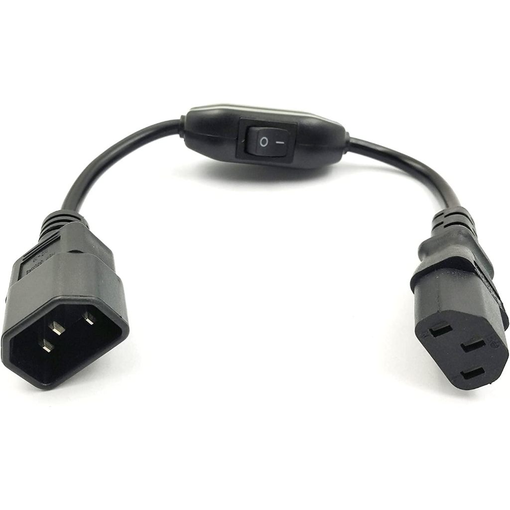 Iec 320 C14 ถึง C13 สายไฟ, PDU UPS สายไฟ IEC C13-C14 สายไฟ 10A สวิทช์,1ft/30 ซม.
