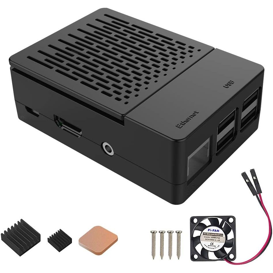 เคส 52Pi สําหรับ Raspberry Pi 3 Model B+ (B Plus) พร้อมพัดลมระบายความร้อน และฮีทซิงค์ 3 ชิ้น สําหรับ Raspberry Pi 3/2 Model B (สีดํา)