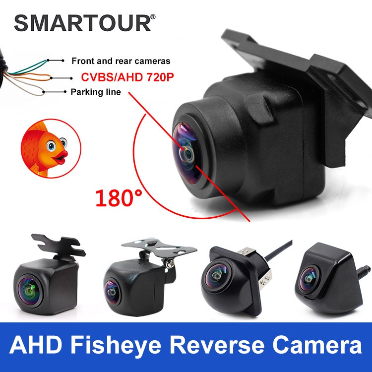 Smartour 720P 180° กล้องมองหลังรถยนต์ AHD CVBS มองเห็นที่มืด เลนส์ฟิชอาย ด้านหน้า ได้มาตรฐาน สําหรับตอนกลางคืน