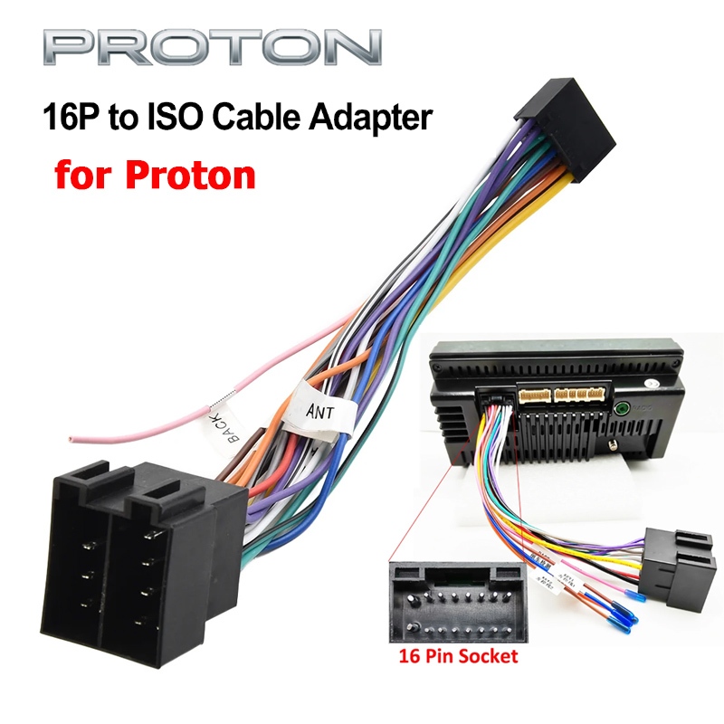 อะแดปเตอร์สายเคเบิลเชื่อมต่อ 16 Pin เป็น ISO ตัวผู้ เป็นตัวเมีย สําหรับรถยนต์ Android 1 ชิ้น