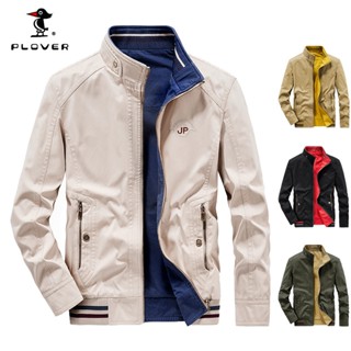 PLOVER เสื้อแจ็คเก็ตกีฬาผู้ชายใส่ได้สองด้านขนาดพิเศษ M-6XL เ…