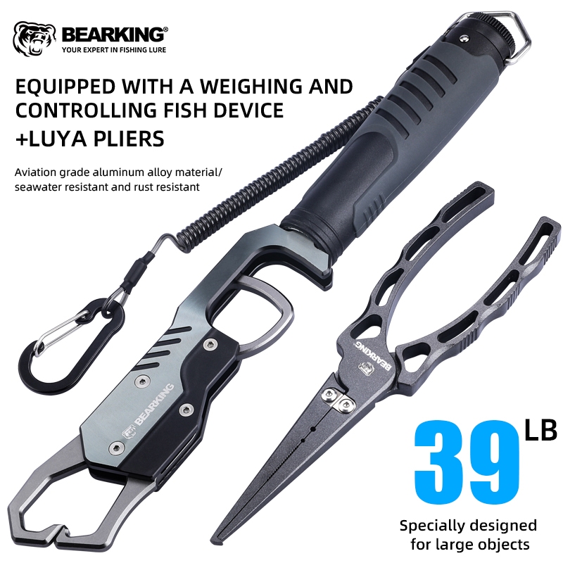 Bearking กริปเปอร์ปากปลา สเตนเลส ทนทานต่อการกัดกร่อน พร้อมสเกลในตัว: วัดค่าได้แม่นยํา 36 ปอนด์
