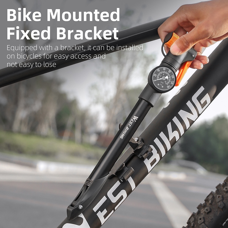 【พร้อมส่งจากกรุงเทพ】WEST BIKING แรงดันสูงปั๊มจักรยานรถจักรยานยนต์ปั๊ม 120 PSI สำหรับจักรยาน/รถยนต์/ลูกบอลเครื่องวัดความดันอากาศ — صورة 4