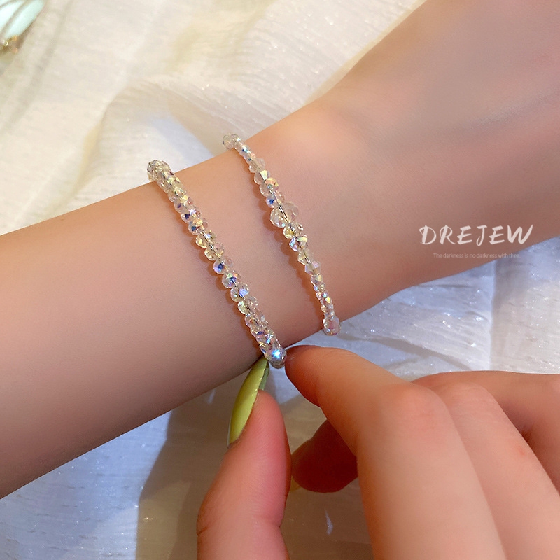 เดรช เกาหลี อิน สไตล์ชุดสองชิ้นของสร้อยข้อมือคริสตัลที่มีสีสันช่องหวานแสงหรูหราสร้อยข้อมือที่เรียบง่ายสดเลดี้สร้อยข้อมือไม่แพ้ง่าย