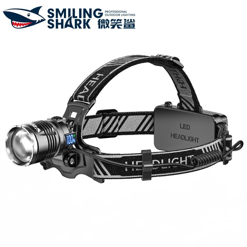 Smilingshark TD8031 ไฟฉายคาดหัว LED ไฟหน้า M60 6000lm สว่างมาก ซูมได้ Type-C พร้อมจอแสดงผลดิจิทัล 3 โหมด กันน้ํา สําหรับตั้งแคมป์ ตกปลา กลางแจ้ง