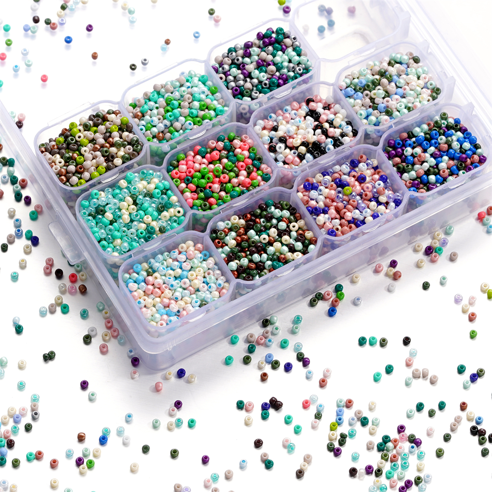 ✨ลูกปัดทรายแก้วผสมสี 2มม. 10g (1,060ชิ้น/ลูกปัดเม็ดทราย) สำหรับ DIY สร้อยข้อมือ-สร้อยคอ งานแฮนด์เมด