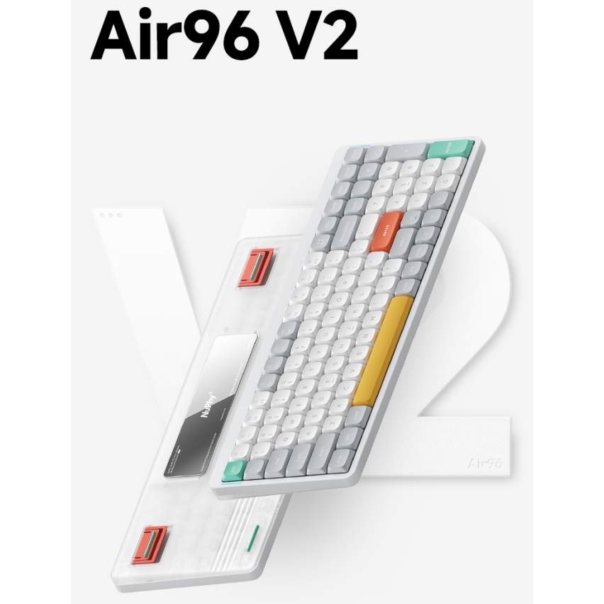 Nuphy Air96 V2 คีย์บอร์ดเกมมิ่งไร้สายบลูทูธ พร้อมระบบ iPad Windows และ Mac OS ไฟ RGB สําหรับเล่นเกม