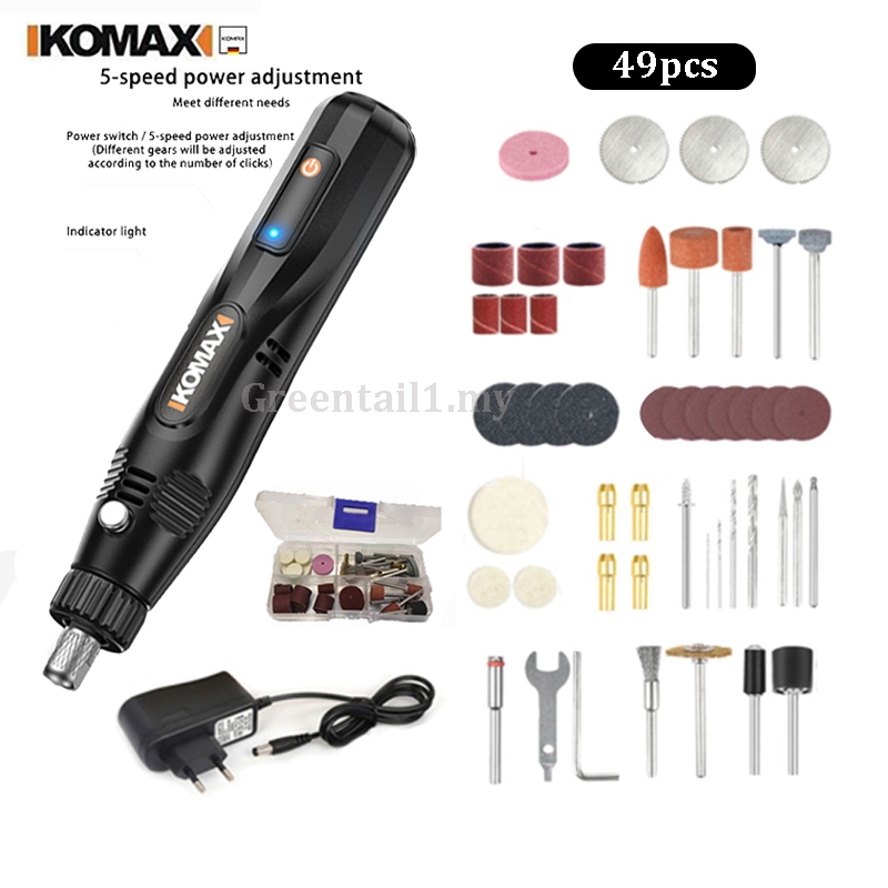 Komax เครื่องเจียรไฟฟ้า อเนกประสงค์ 5 ความเร็ว 12V สําหรับขัด เจาะ แกะสลัก แกะสลัก DIY