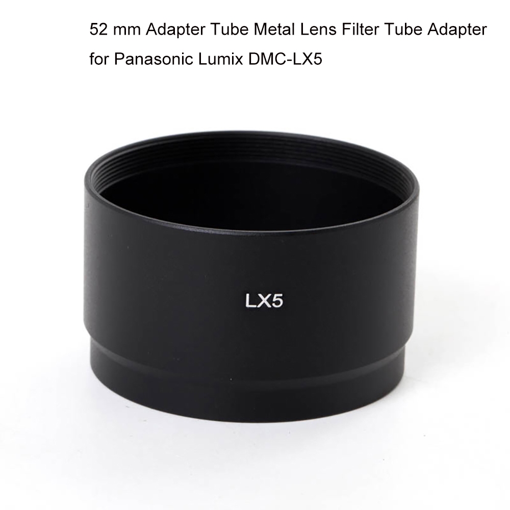 สีดํา LX5 52 มม. อะแดปเตอร์หลอดเลนส์โลหะหลอดกรองอะแดปเตอร์สําหรับ Panasonic Lumix DMC-LX5