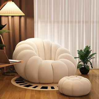 Lazy Sofa Single Double Pumpkin Stool Sofa Chair Lamb Fleece Sofa Balcony Leisure Chair Reclining Sleeping Influencer Chair
