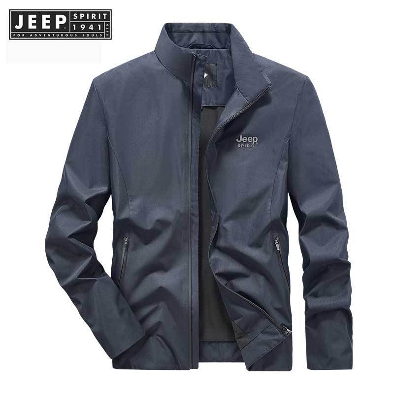 JEEP SPIRIT 1941 ESTD เสื้อแจ็กเก็ตลําลอง คอปกตั้ง อเนกประสงค์ แฟชั่นฤดูใบไม้ผลิ และฤดูใบไม้ร่วง สําหรับผู้ชาย