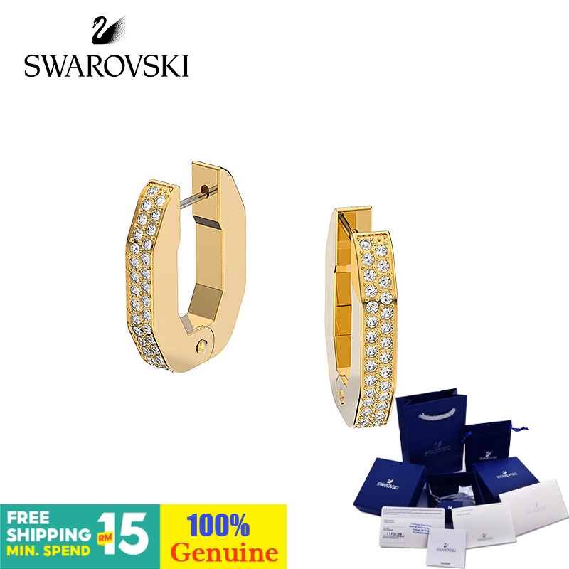 Swarovski ต่างหูห่วง ขนาดใหญ่ ประดับเพชรคริสตัล เครื่องประดับ ของขวัญวันเกิด สําหรับผู้หญิง