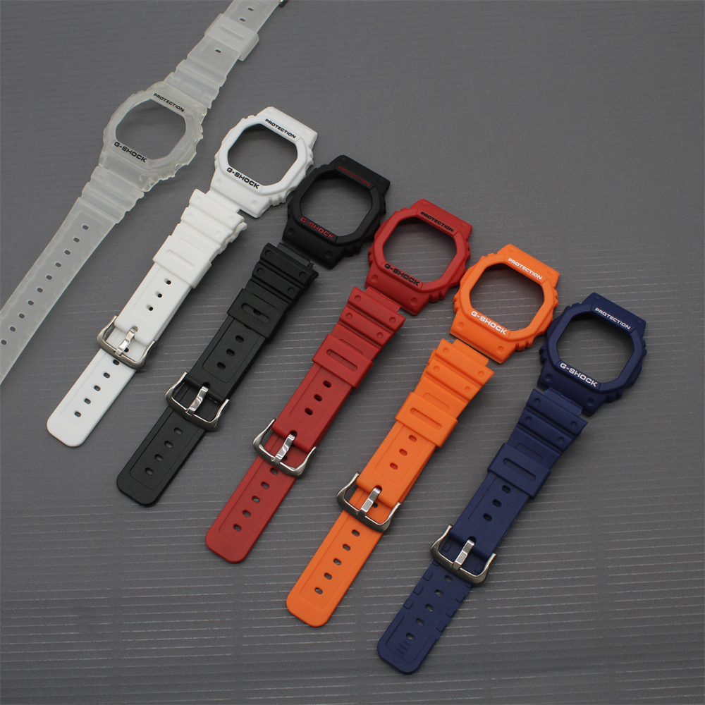 สายนาฬิกาเรซิ ่ นพร ้ อมฝาปิดสําหรับ DW 5600 5025 นาฬิกากีฬากันน ้ ําเปลี ่ ยนสร ้ อยข ้ อมืออุปกรณ ์ เสริม