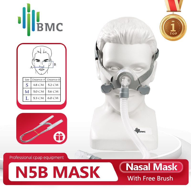 Bmc N5B หน้ากากปิดจมูก CPAP พร้อมหมวก ของแท้ มี 3 ขนาด