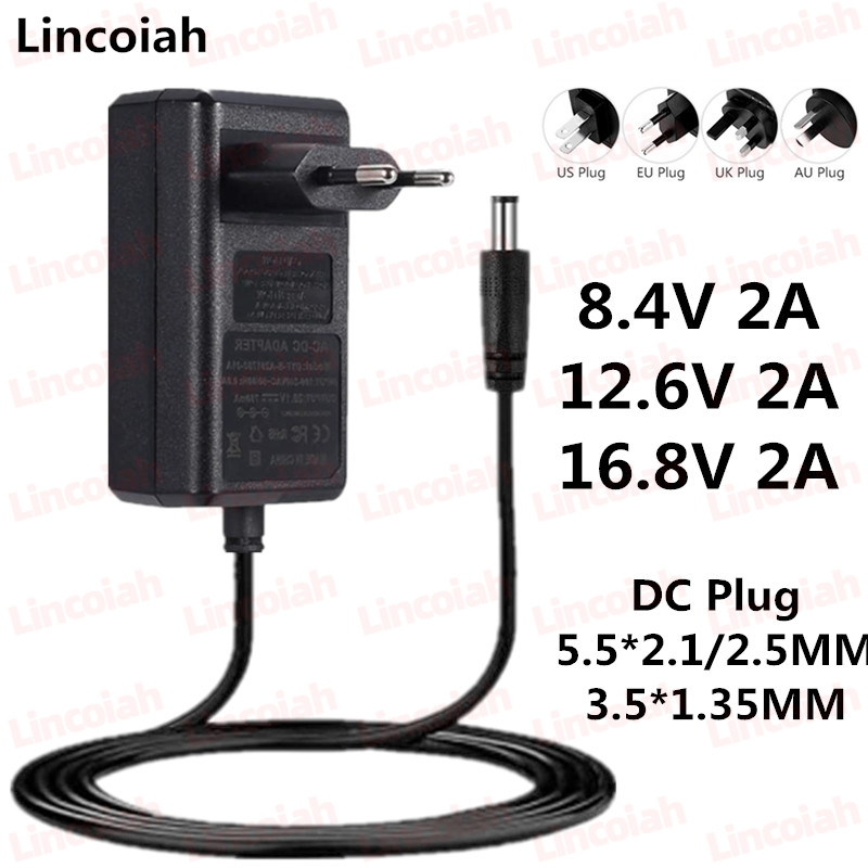 Lincoiah อะแดปเตอร์ชาร์จแบตเตอรี่ลิเธียม 8.4V 12.6V 16.8V 2A สําหรับ 2S 3S 4S 18650 Li-ion