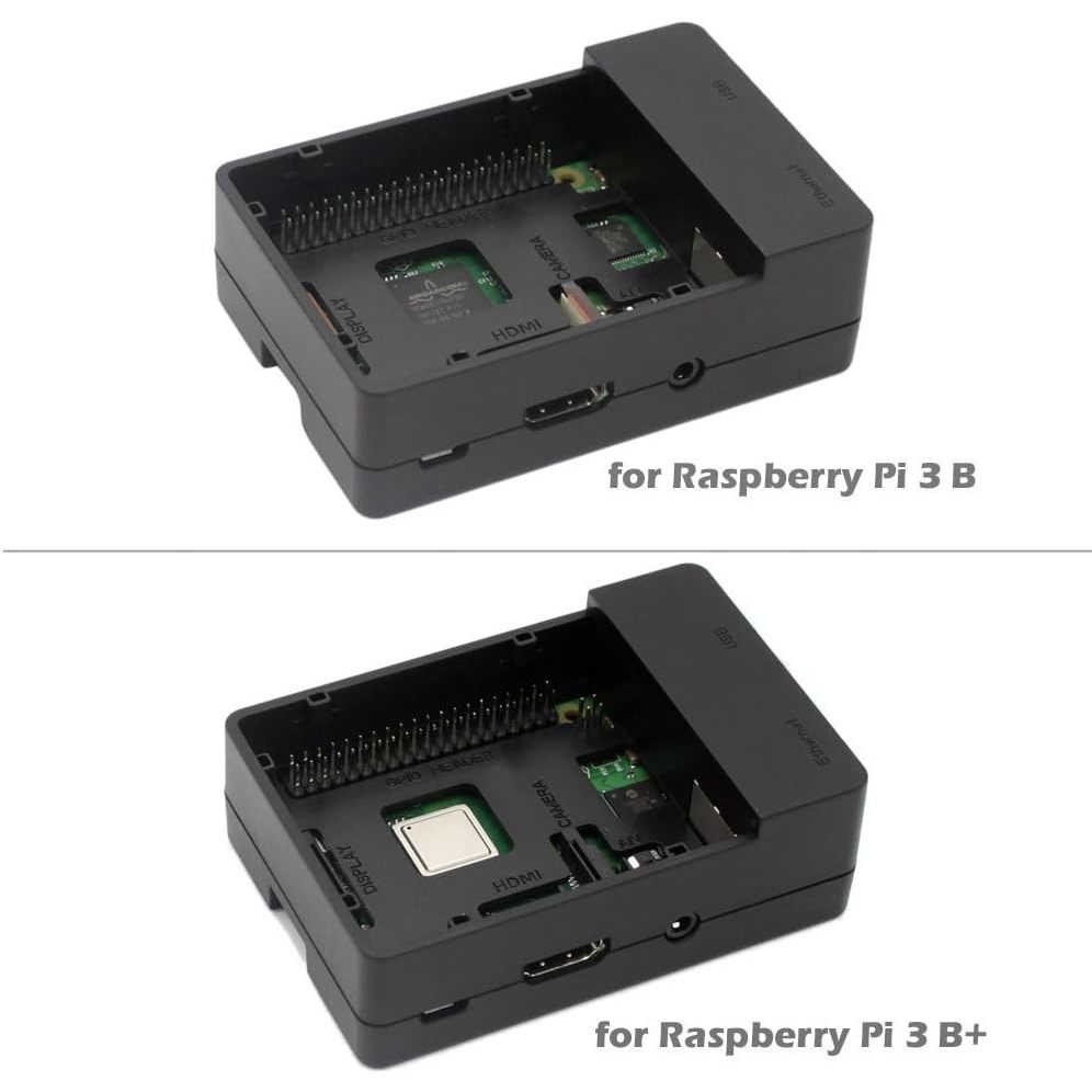 เคส 52Pi สําหรับ Raspberry Pi 3 Model B+ (B Plus) พร้อมพัดลมระบายความร้อน และฮีทซิงค์ 3 ชิ้น สําหรับ Raspberry Pi 3/2 Model B (สีดํา)