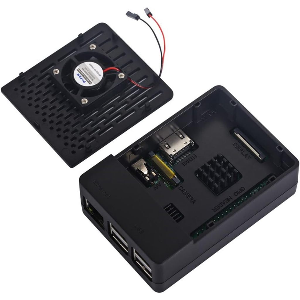 เคส 52Pi สําหรับ Raspberry Pi 3 Model B+ (B Plus) พร้อมพัดลมระบายความร้อน และฮีทซิงค์ 3 ชิ้น สําหรับ Raspberry Pi 3/2 Model B (สีดํา)
