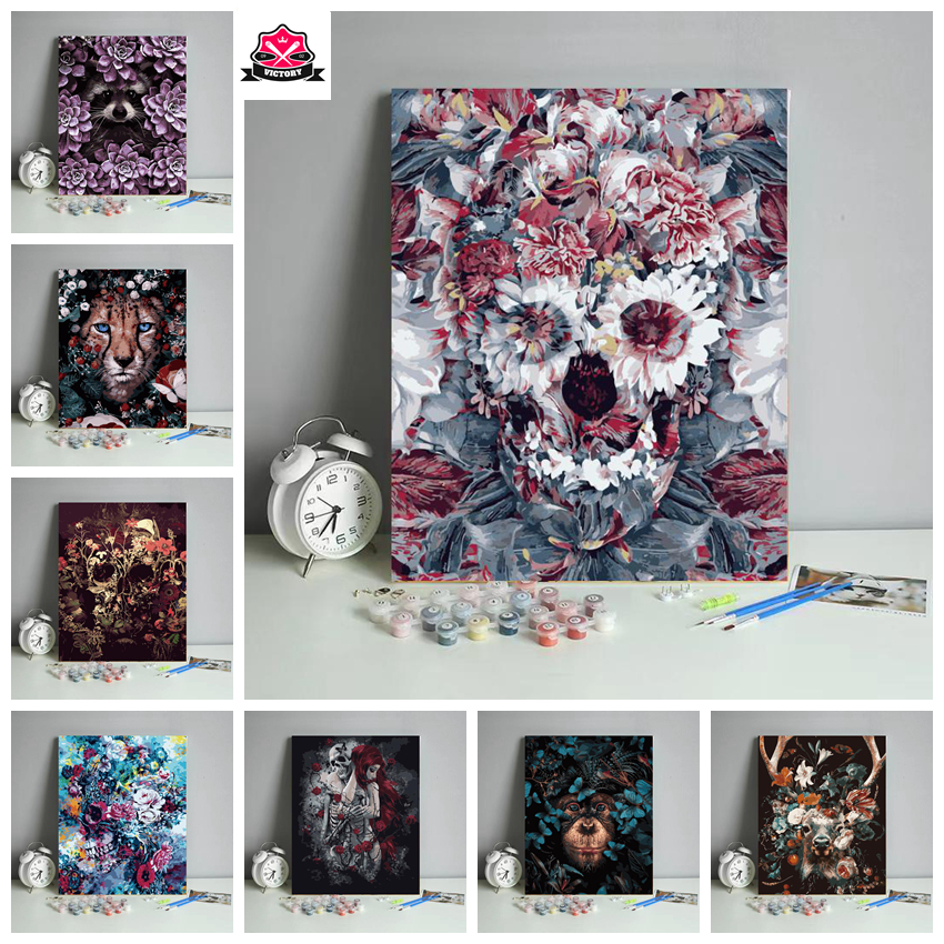 Victory -30*40cm/40*50cm-ระบายสีตามตัวเลข-ระบายสีตัวเลข--ภาพจิตรกรรมสีน้ํามันลาย--ภาพวาดระบายสีตามตัวเลข--ภาพระบายสีตามตัวเลข --สีระบายสีตามตัวเลข-ภาพวาดระบายสีตามตัวเลข รูปสัตว์ โครงกระดูก อะคริลิค Diy สําหรับตกแต่งบ้าน ผู้ใหญ่ บรรเทาความเครียด ของขวัญ
