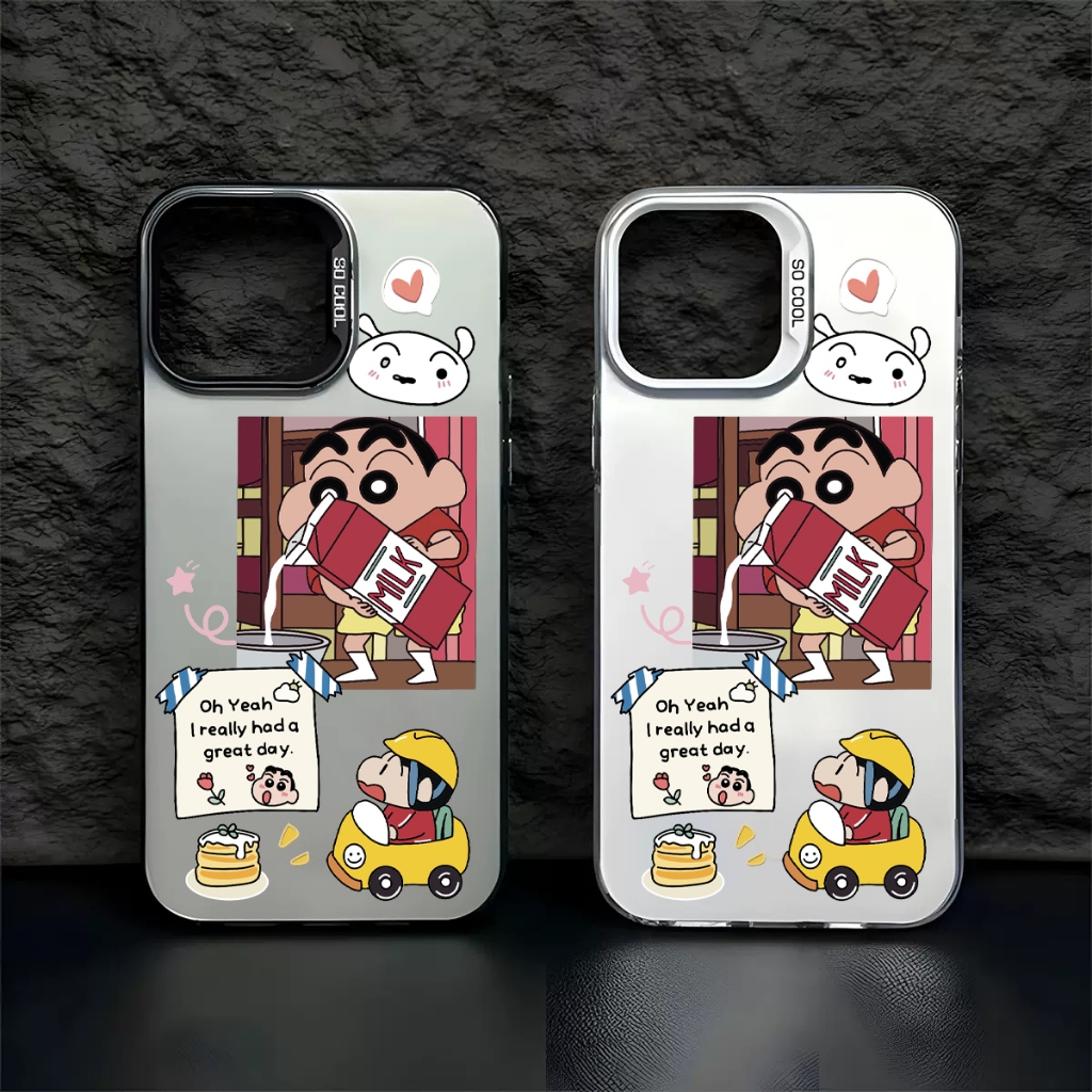 เคสโทรศัพท์มือถือ ลายการ์ตูนชินจังน่ารัก สีเงิน สําหรับ iphone11 pro Max 11 pro 14plus iPhone 12Pro iphone11 X XR Xs Max iPhone 7plus 8plus se2 7 8