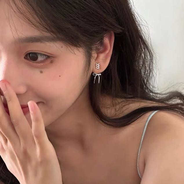 Sterl ต่างหูเงินสเตอร์ลิง ประดับโบว์ ระดับไฮเอนด์ แฟชั่นฤดูใบไม้ร่วง และฤดูหนาว สําหรับผู้หญิง