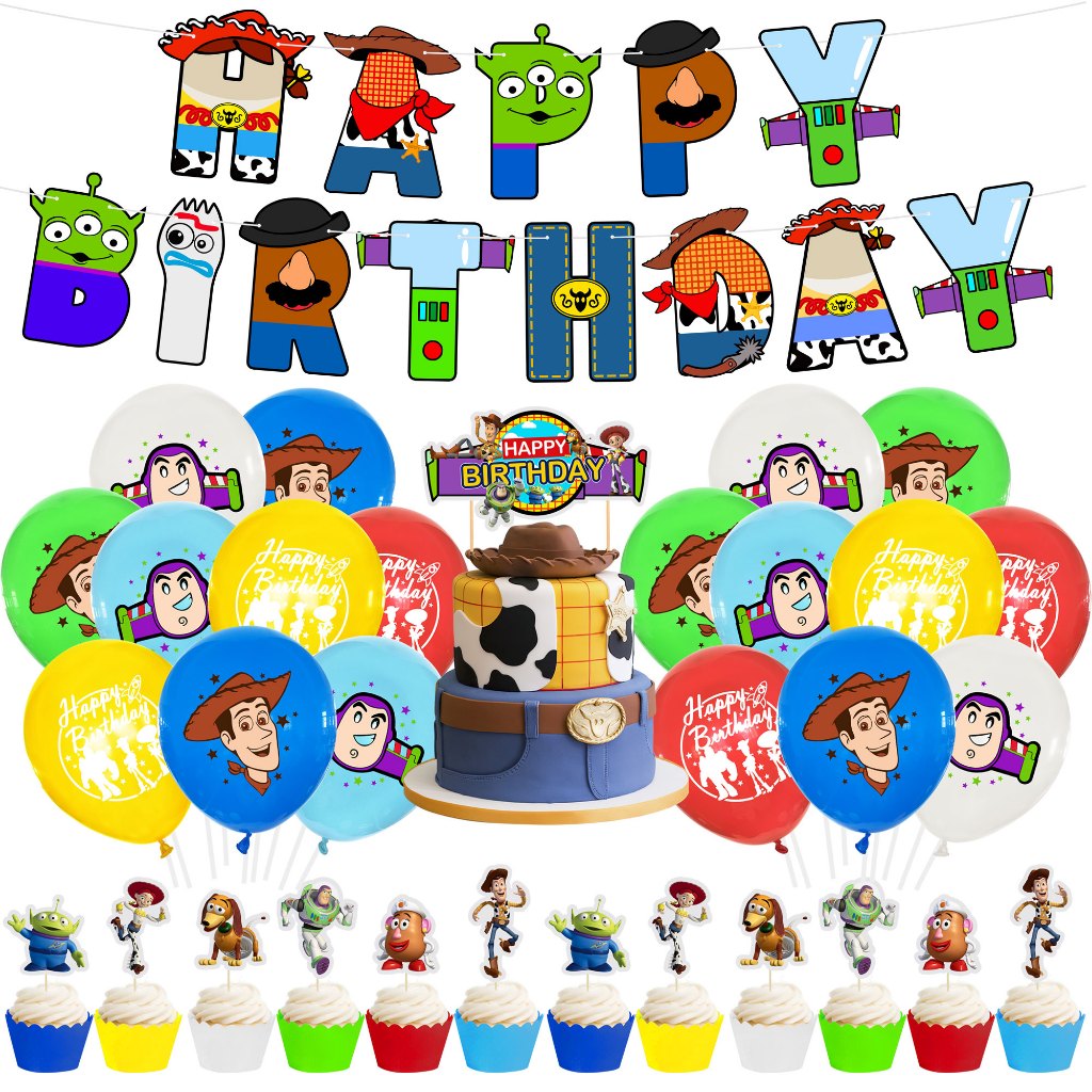 Toy Story แบนเนอร์ Garland ลูกโป่งยาง 2nd 3rd 4th เค้ก Topper สําหรับของเล่น Story วันเกิดหรือ Paw ต