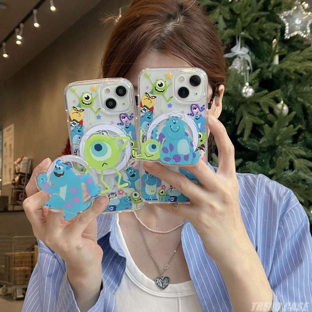เคสโทรศัพท์มือถืออะคริลิค แบบนิ่ม ลายการ์ตูน Monster Mike กันกระแทก สําหรับ iPhone 15 14 13 12 11 Pro Max