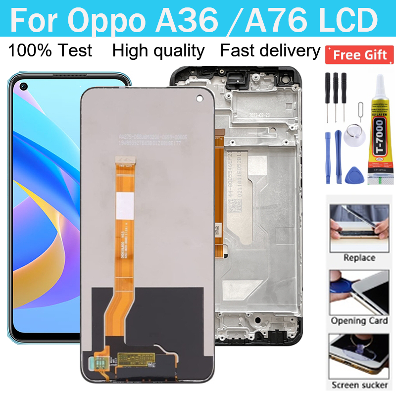 สําหรับ Oppo A76/A36 เปลี่ยนหน้าจอแสดงผล LCD พร้อมกรอบ