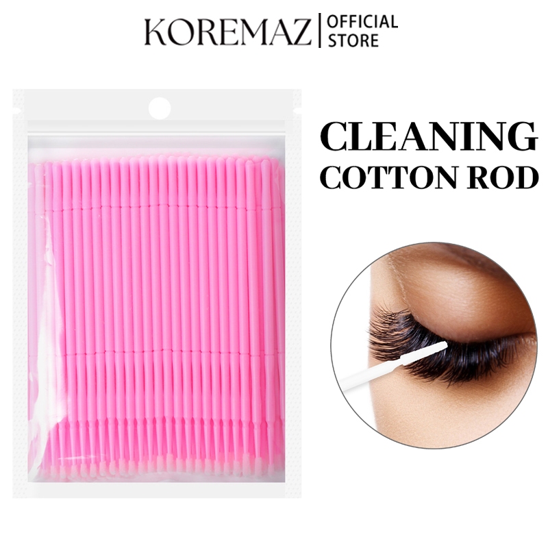 Koremaz 100 ชิ้น สุ่มสี ต่อขนตา ไมโครบรัช แอพพลิเคชั่น แปรงขนตา ผ้าฝ้าย ติดขนตา ต่อขนตา ทําความสะอาด ไม้พาย เครื่องมือเครื่องสําอาง