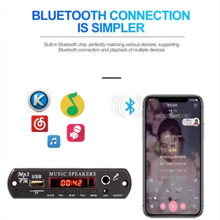 บอร์ดถอดรหัส 60W DC 5V-20V บลูทูธ 5.3 ไมโครโฟน 6.5 มม. วิทยุ FM TF USB เครื่องเล่นเพลง ลําโพง ควบคุมระดับเสียง สําหรับรถยนต์