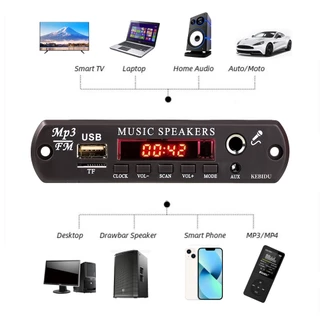บอร์ดถอดรหัส 60W DC 5V-20V บลูทูธ 5.3 ไมโครโฟน 6.5 มม. วิทยุ FM TF USB เครื่องเล่นเพลง ลําโพง ควบคุมระดับเสียง สําหรับรถยนต์