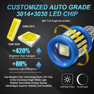 Maxgtrs หลอดไฟข้างรถยนต์ LED W5W T10 5W5 12V 8W 950Lm 194 3030 SMD สีขาวอําพัน สีแดง 2 ชิ้น