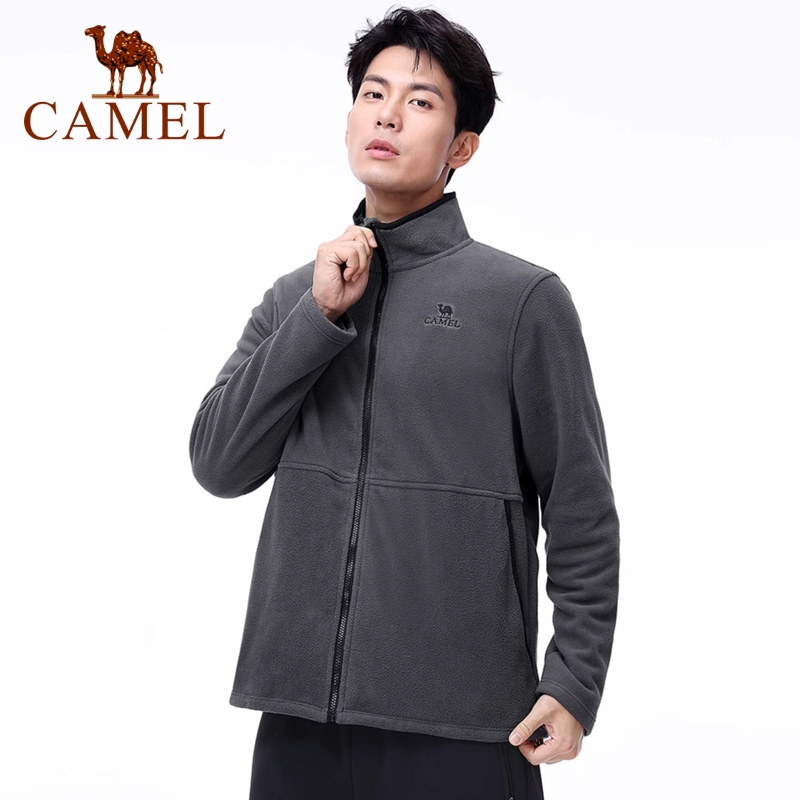 Camel เสื้อแจ็กเก็ตกีฬาลําลอง แขนยาว ผ้าฟลีซ เหมาะกับฤดูใบไม้ร่วง และฤดูหนาว สําหรับผู้ชาย