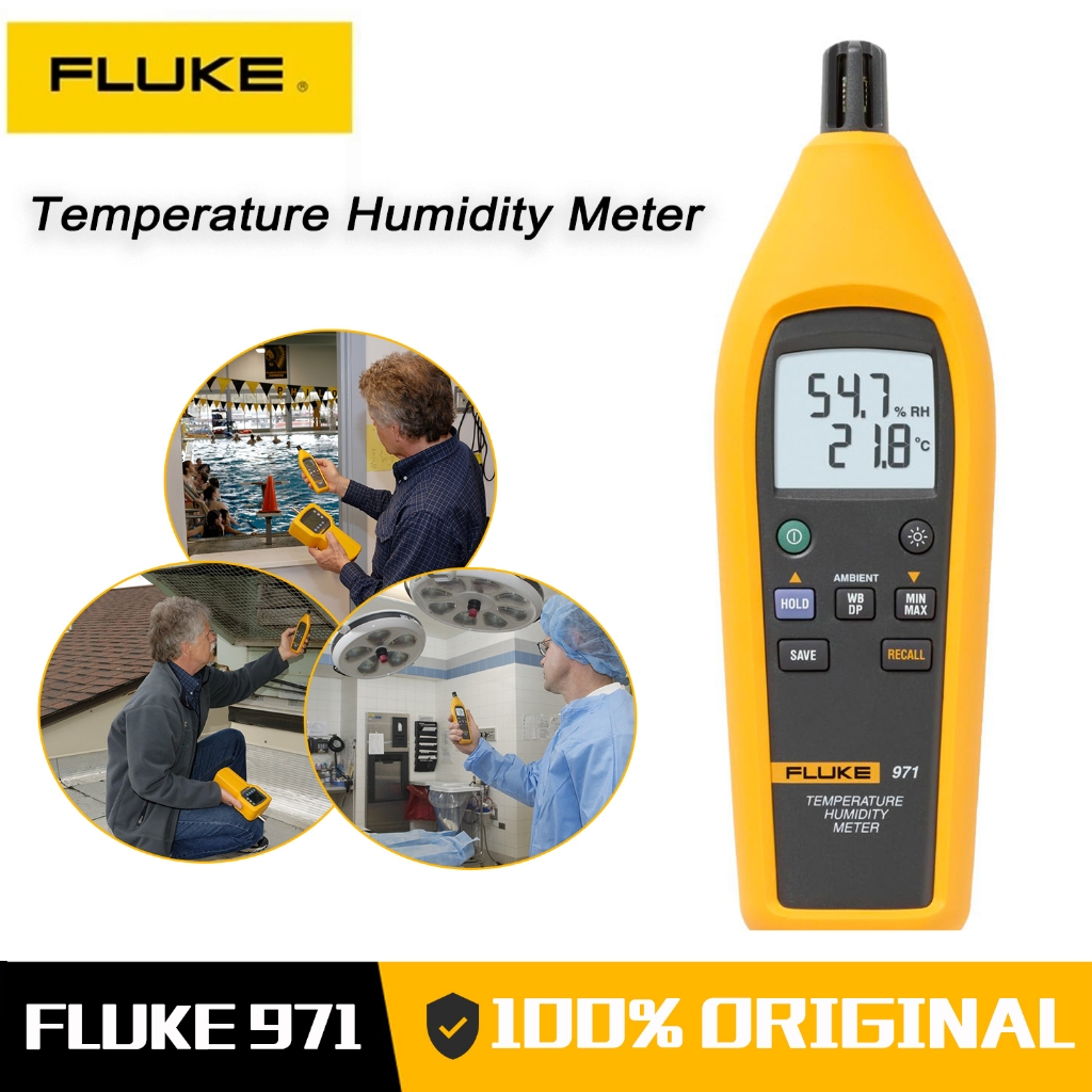 Fluke 971 เครื่องวัดอุณหภูมิความชื้น 99 ระดับ ช่วง F971 -20 ของแท้ 100%℃~ 60℃ & 5 % ~95 %