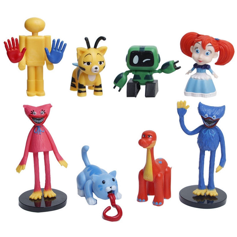 โมเดลฟิกเกอร์ PVC รูปหุ่นยนต์ไดโนเสาร์ Huggy Wuggy Dinosaur ขนาด 4-10 ซม. สําหรับตกแต่งโต๊ะ 8 ชิ้น ต่อชุด