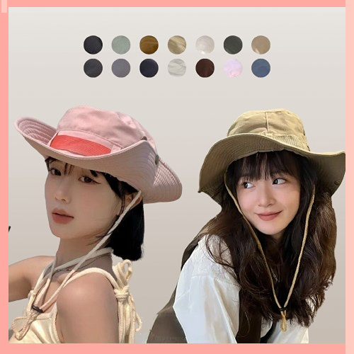 หมวกบักเก็ตเดินป่าหมวกบักเก็ต มีสายคล้องคอ ปีกกว้างหมวกเดินป่า ใส่ไปแคมป์ปิ้ง ใส่เที่ยว