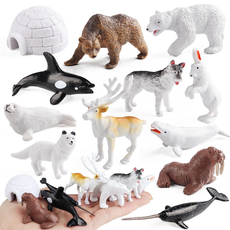 โมเดลสัตว์ขั้วโลก หมี ซีล Beluga Snowy House ขนาดเล็ก ของเล่นเสริมการเรียนรู้ สําหรับเด็ก