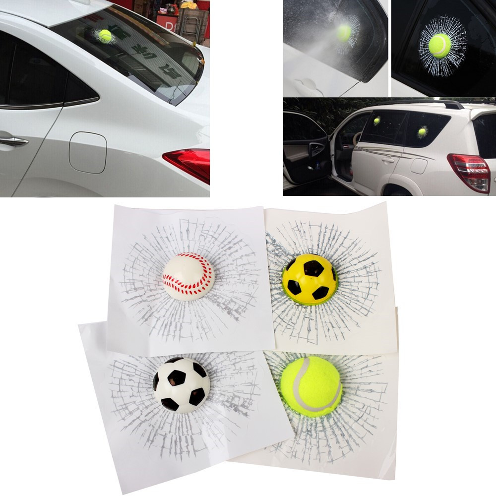 สติกเกอร์ ลายฟุตบอล เทนนิส เบสบอล 3D สําหรับติดตกแต่งหน้าต่างรถยนต์ Diy 1 ชิ้น