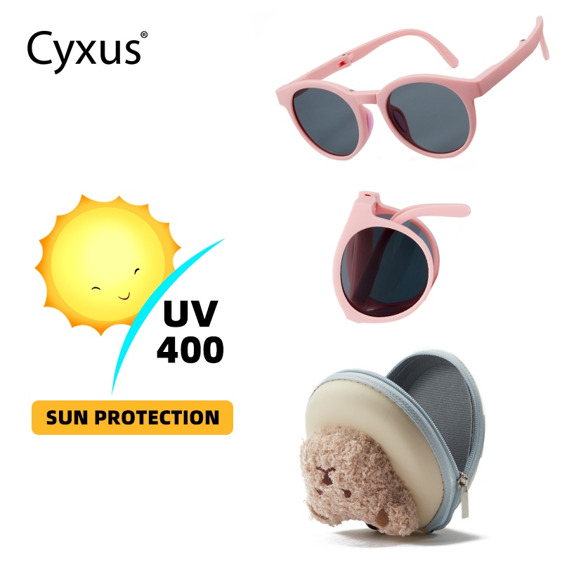 Cyuxs แว่นตากันแดด พับได้ ป้องกันรังสียูวี 400 สําหรับเด็กผู้ชาย และเด็กผู้หญิง 