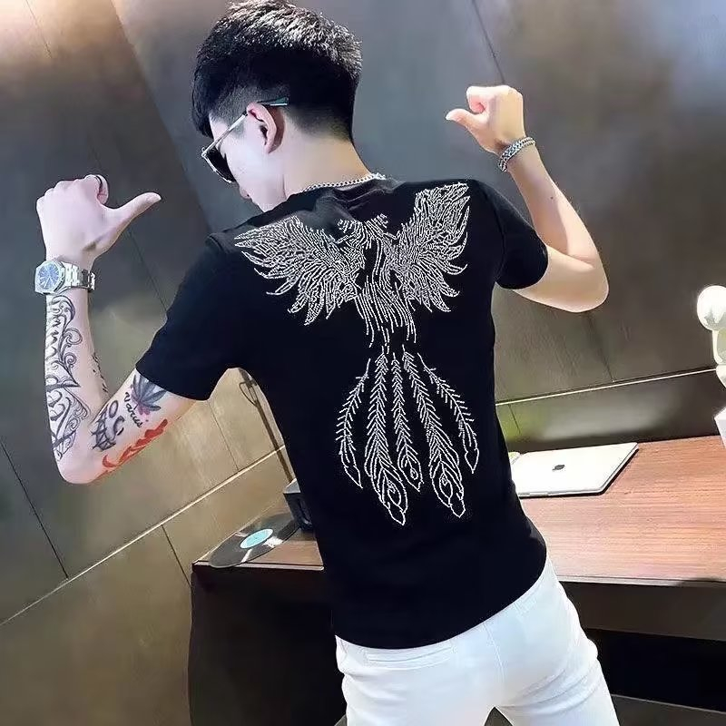 เสื้อยืดแขนสั้นผู้ชายผู้หญิงสองด้านเพชรร้อน Phoenix DIA Unisex ผ้าฝ้ายบางระบายอากาศด้านบน