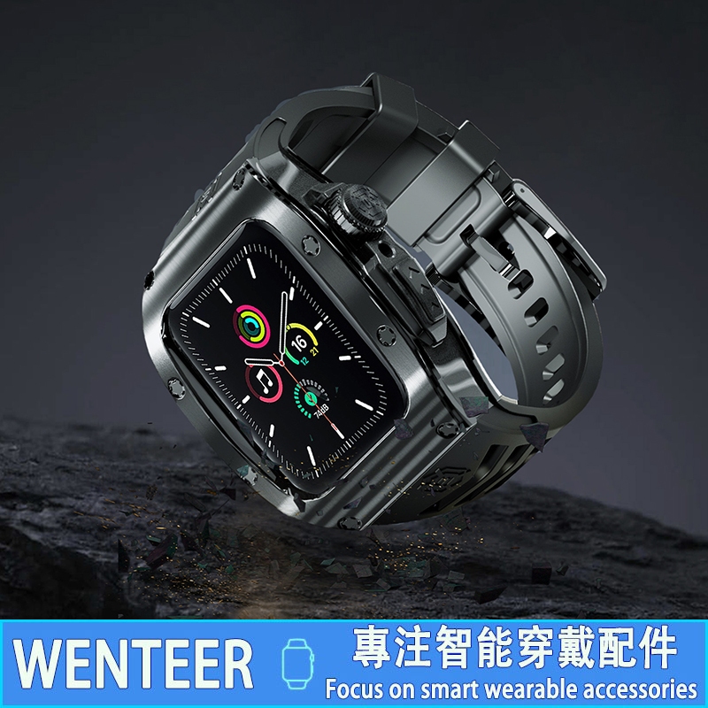 สายนาฬิกาข้อมือ สายยางสเตนเลส คุณภาพสูง สําหรับ Apple Watch 8 S9 7 6 SE 45 มม. 44 มม.