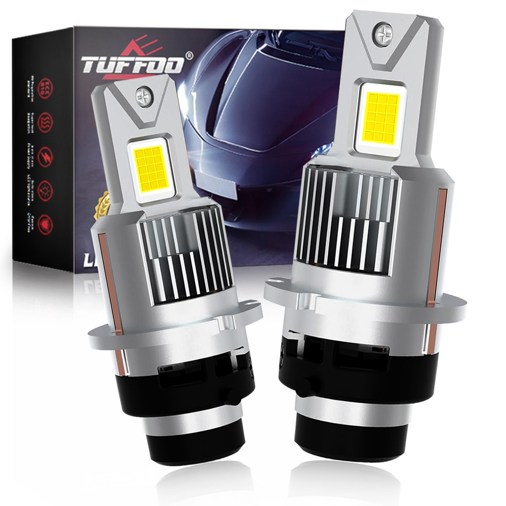 Tuffoo หลอดไฟหน้ารถยนต์ LED 1:1 D2S D2R D4S D4R ปลั๊กแอนด์เพลย์ แคนบัส ไม่มีข้อผิดพลาด 6000K สีขาว (2 ชิ้น)
