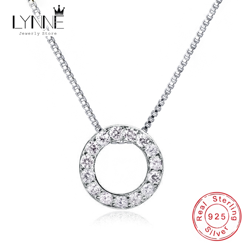 Lynne ขายดี จี้สร้อยคอ เงินสเตอร์ลิง 925 ประดับเพทาย ทรงกลม ปรับได้ เครื่องประดับแฟชั่น สําหรับผู้หญิง