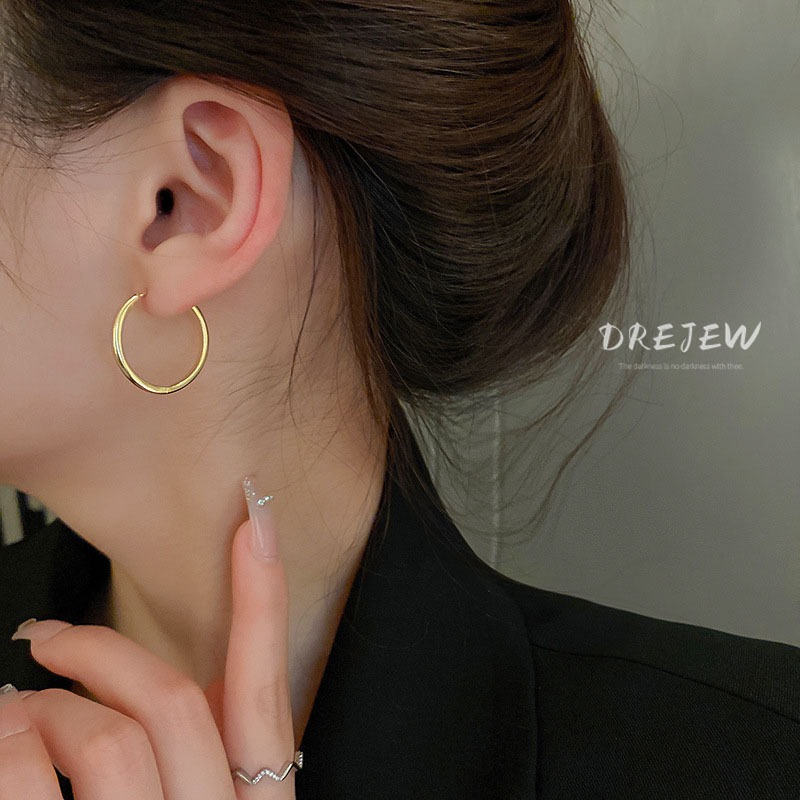 DREJEW ต่างหูแฟชั่น ทรงกลม สไตล์เกาหลี