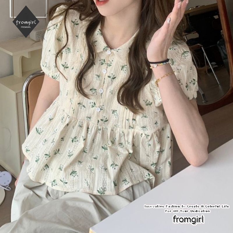 เสื้อเชิ้ตแขนสั้น คอกลม ลายสก๊อต สีแดง แฟชั่นฤดูร้อน
