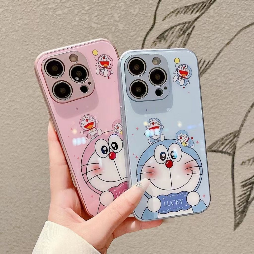 เคสโทรศัพท์มือถือกระจกนิรภัย ลายการ์ตูนโดราเอมอนน่ารัก สําหรับ เคส Samsung Galaxy A12 A13 A14 A21S A10S A73 A72 A71 A70 A54 A53 A52S A51 A50S A30S A42 A34 A33 A32 A31 A23 A22 A24 A22 5g case