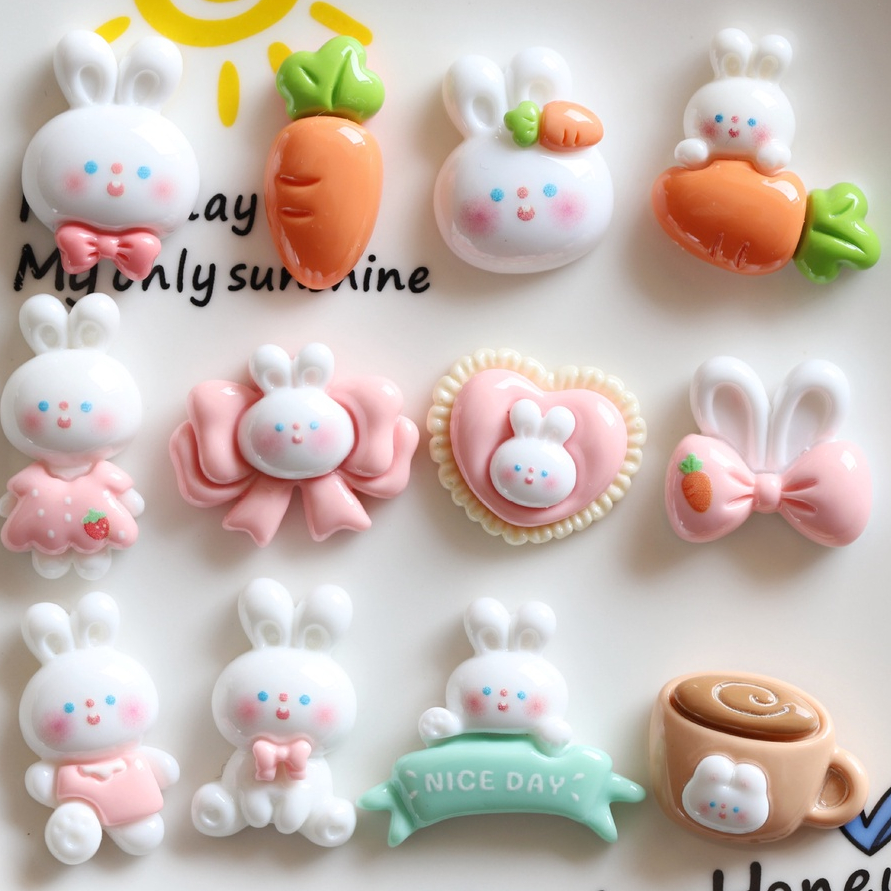 กิ๊บติดผมเรซิ่น รูปการ์ตูนกระต่ายน่ารัก แวววาว เครื่องประดับ diy
