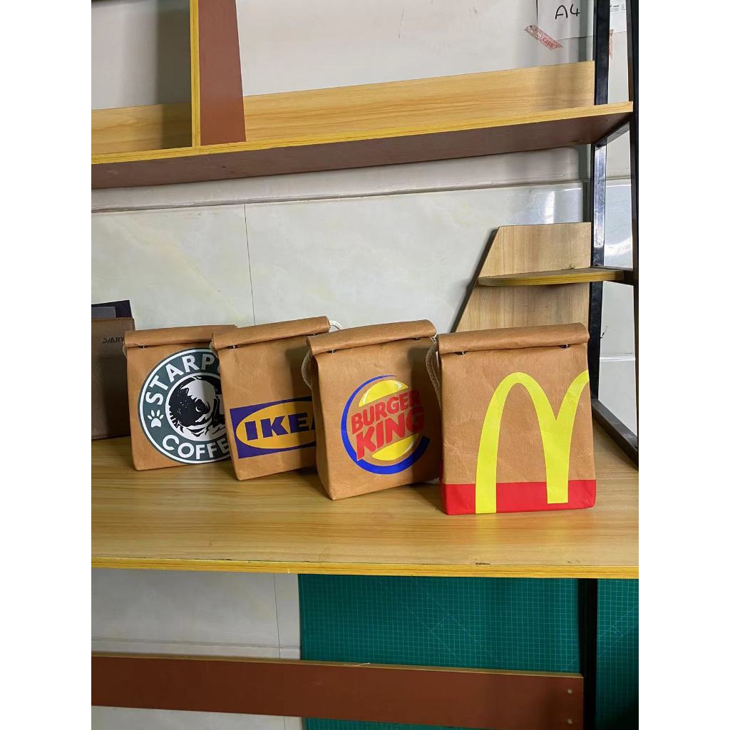 Men Women Universal.Mcdonalds Bag.Starbucks Bag.Shoulder Bag.Kraft Paper Pack.Side Shoulder Bag.Bag,